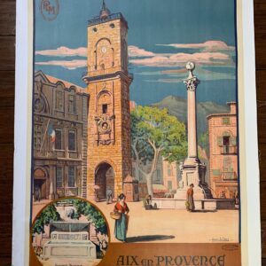 Aix En Provence - Art By Jean Julien (1921) 30.25x42 French Travel Poster LB