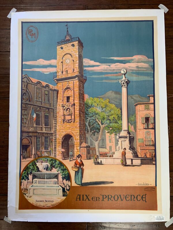 Aix En Provence - Art By Jean Julien (1921) 30.25x42 French Travel Poster LB