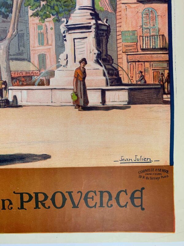 Aix En Provence - Art By Jean Julien (1921) 30.25x42 French Travel Poster LB - Image 3