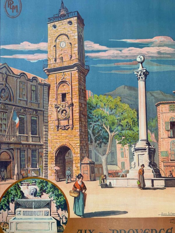 Aix En Provence - Art By Jean Julien (1921) 30.25x42 French Travel Poster LB - Image 5