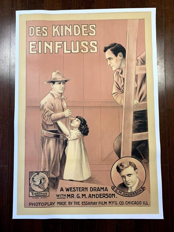 Des Kindes Einfluss - Bronco Billy (1912) German/US One Sheet Movie Poster - 1st Cowboy Movie Star!