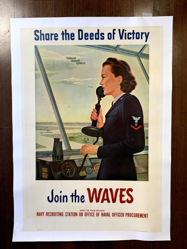 Join The Waves - Art By John Falter (1943) 27.25x39.75 US Navy Recruitment Poster LB - Image 3