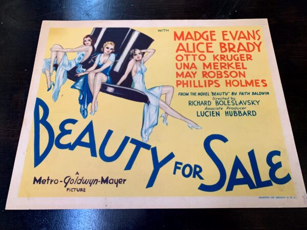 Beauty For Sale - Pre Code (1933) US Title Card Movie Poster - Image 4