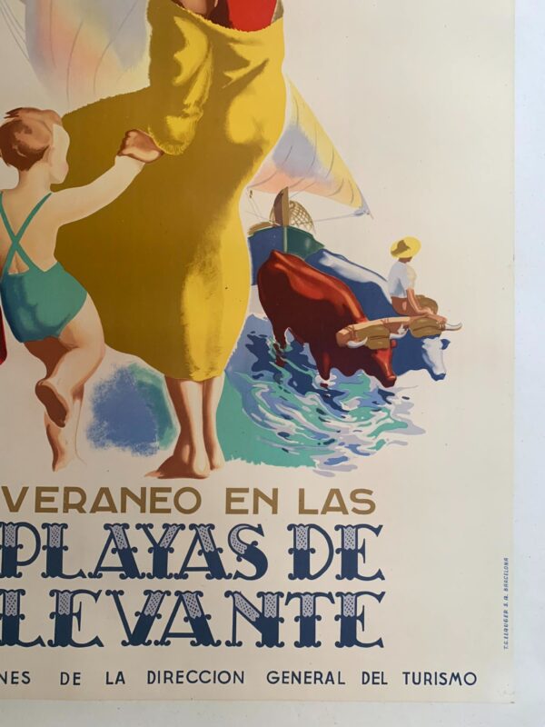 Playas De Levante - Art by Josep Morell Macias (1942) 24.75x39 Spanish Travel Poster LB - Image 4