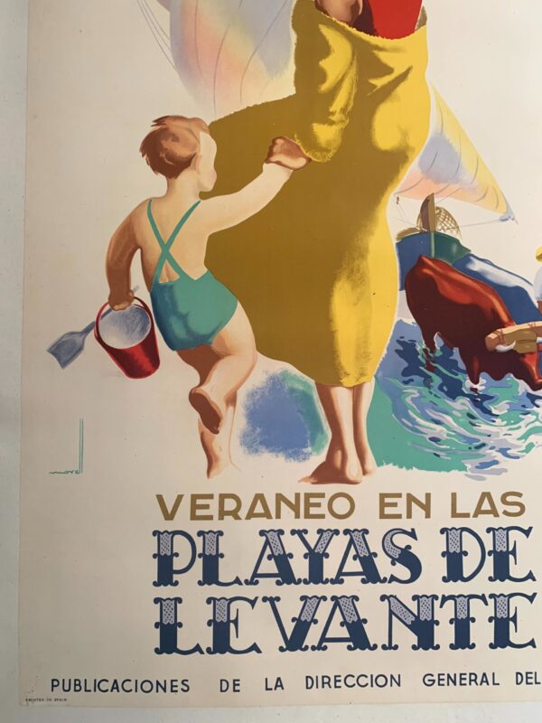 Playas De Levante - Art by Josep Morell Macias (1942) 24.75x39 Spanish Travel Poster LB - Image 5
