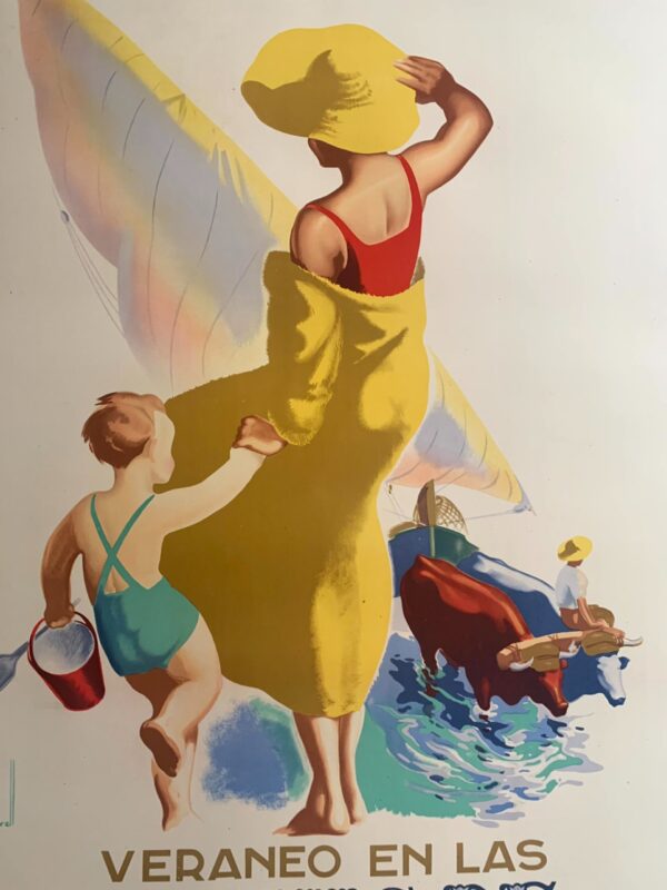 Playas De Levante - Art by Josep Morell Macias (1942) 24.75x39 Spanish Travel Poster LB - Image 6