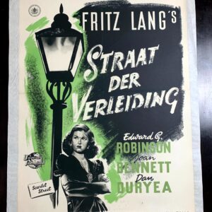 Scarlet Street aka Straat der Vereiding - Dir. Fritz Lang (1950) 21.6x3.11 Dutch Movie Poster