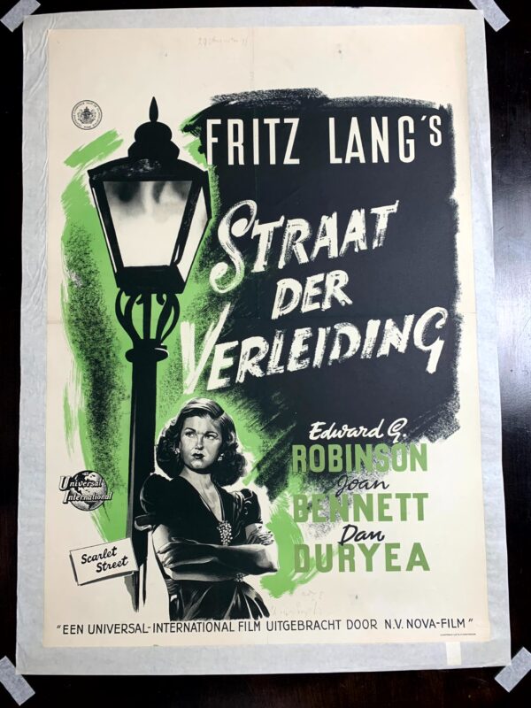 Scarlet Street aka Straat der Vereiding - Dir. Fritz Lang (1950) 21.6x3.11 Dutch Movie Poster