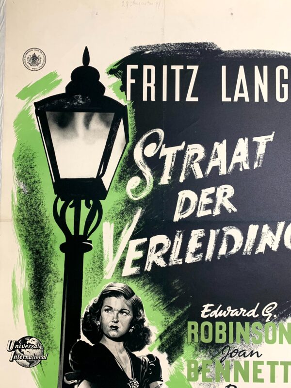 Scarlet Street aka Straat der Vereiding - Dir. Fritz Lang (1950) 21.6x3.11 Dutch Movie Poster - Image 2