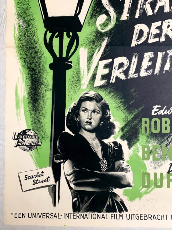 Scarlet Street aka Straat der Vereiding - Dir. Fritz Lang (1950) 21.6x3.11 Dutch Movie Poster - Image 4