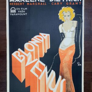 Blonde Venus - Dietrich And Grant - Art By Aberg (1932) 27.625x39.5 Swedish Movie Poster LB
