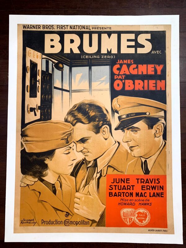 Ceiling Zero - James Cagney (1936) 23x33 French Movie Poster LB