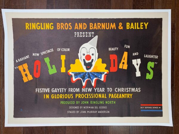 Ringling Bros. - Holidays - Art By Norman Bel Geddes (1942) 19.25x28 US Circus Poster LB