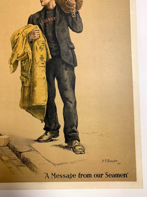 We Risk Our Lives To Bring You Food (1917) British WWI Poster LB - Image 4