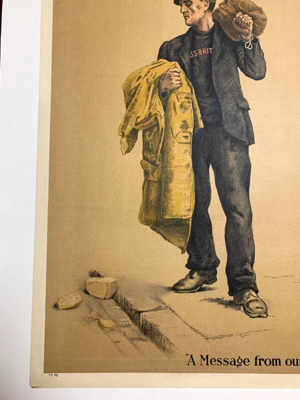 We Risk Our Lives To Bring You Food (1917) British WWI Poster LB - Image 3