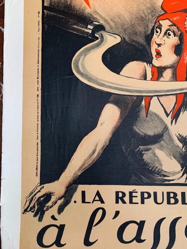La République Crie À L'assassin - Art By Chaperon (1935) 23x31 French Anti-Communist Poster LB - Image 2