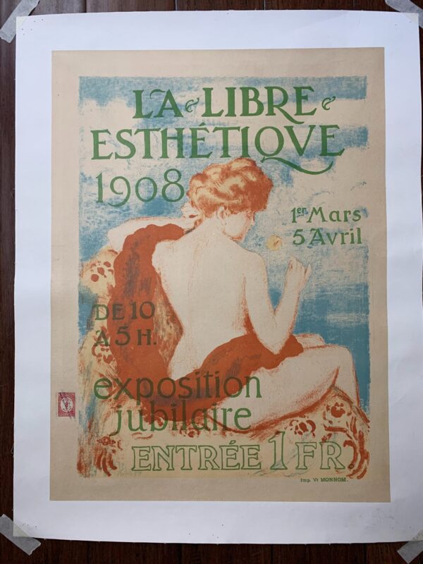 La Libre Esthetique - Art By Georges Lemmon (1908) 19x25.5 Belgian Exhibition Poster LB