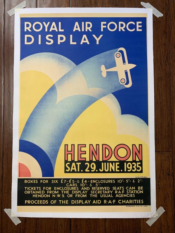 Very Rare Raf Pre-WW2 Art By W.E. Crook (1935) 20x30 UK War Poster LB