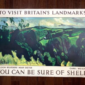 To Visit Britain's Landmarks - Art By Carol Weight (1936) 30x44.5 UK Lithograph Travel Poster LB