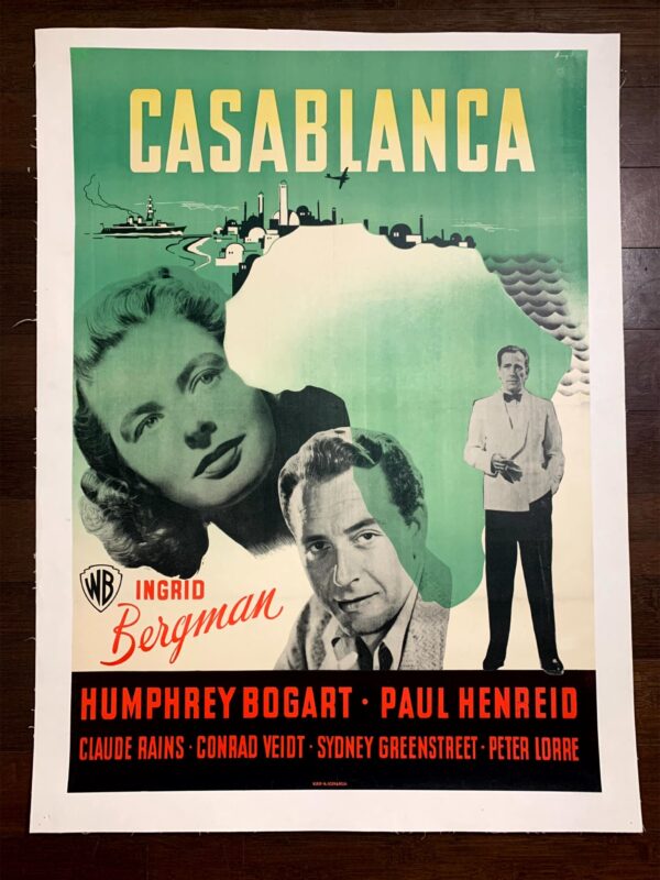 Casablanca - Bogart, Bergman (1946) 24x34 Danish Movie Poster LB