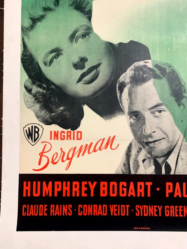 Casablanca - Bogart, Bergman (1946) 24x34 Danish Movie Poster LB - Image 3