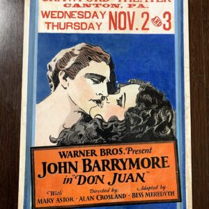Don Juan - John Barrymore & Mary Astor (1926) US Silent Film Window Card