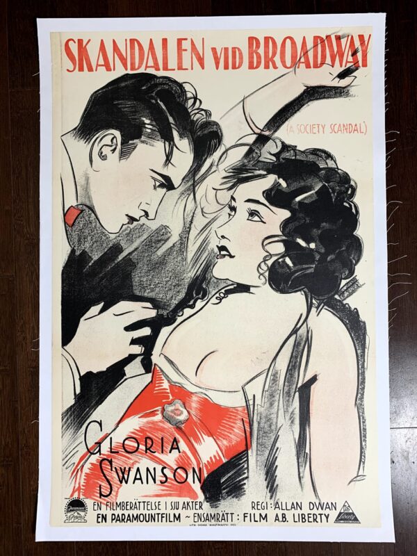 A Society Scandal - Gloria Swanson (1925) 23.5x35.5 Swedish Movie Poster