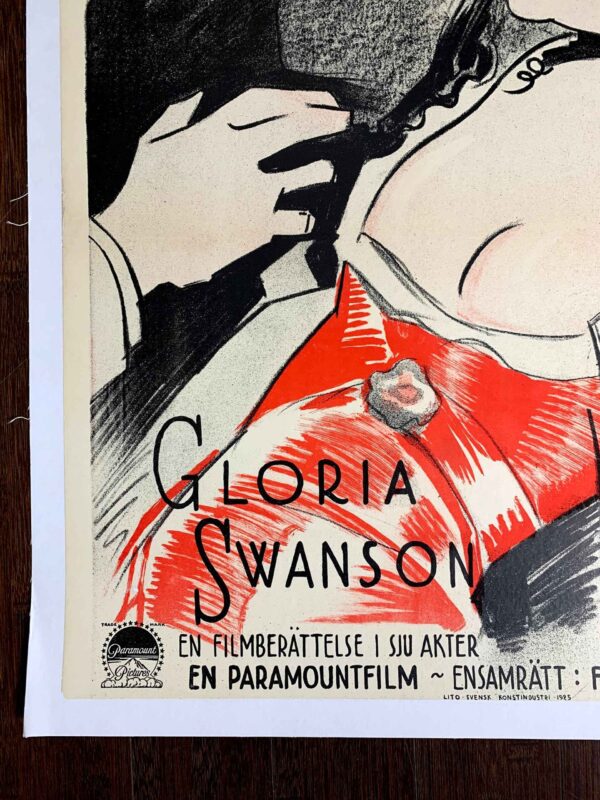 A Society Scandal - Gloria Swanson (1925) 23.5x35.5 Swedish Movie Poster - Image 4