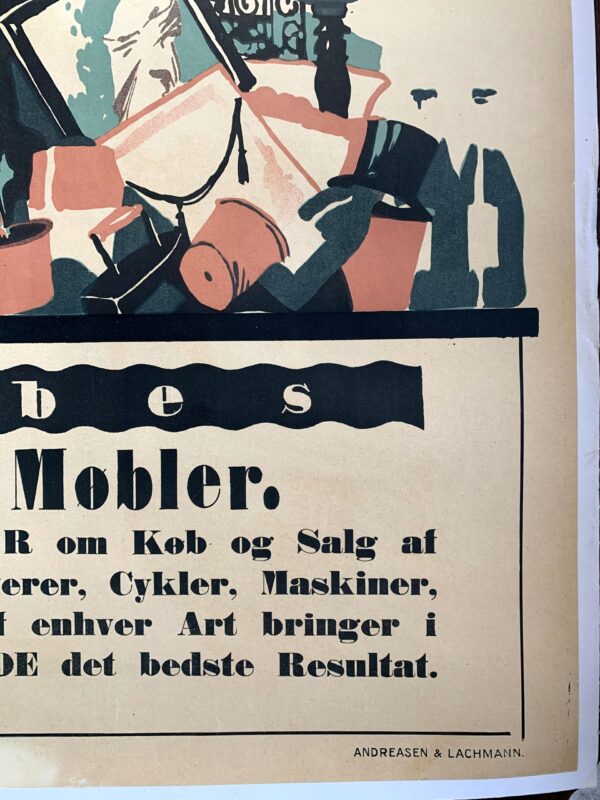 Annoncer Antike Mobler - Art By Thor Bogelund Jensen (1918) 23.25x34.5 Danish Advertising Poster LB - Image 2