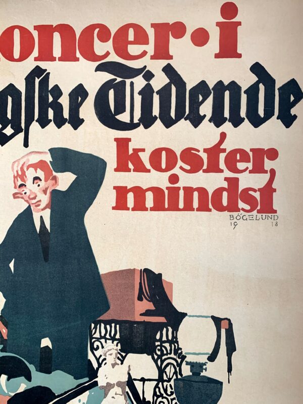 Annoncer Antike Mobler - Art By Thor Bogelund Jensen (1918) 23.25x34.5 Danish Advertising Poster LB - Image 3