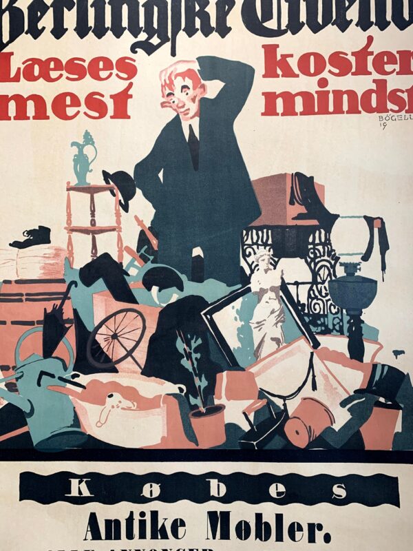 Annoncer Antike Mobler - Art By Thor Bogelund Jensen (1918) 23.25x34.5 Danish Advertising Poster LB - Image 4