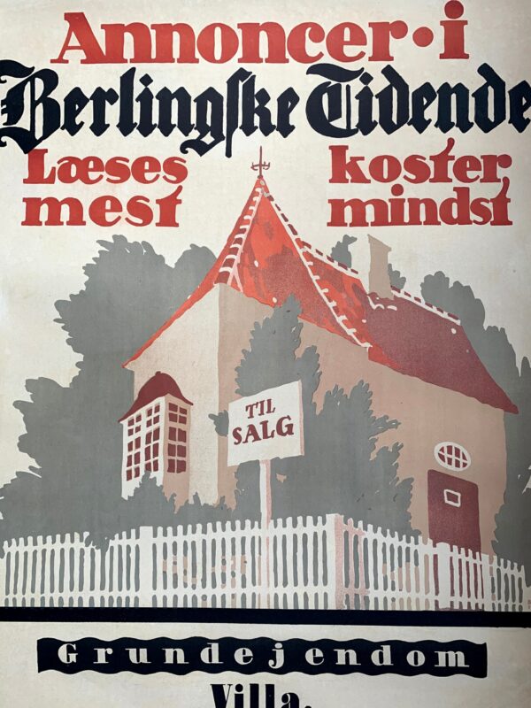 Annoncer Villa - Art By Thor Bogelund Jensen (1918) 23.25x34.5 Danish Advertising Poster LB - Image 3