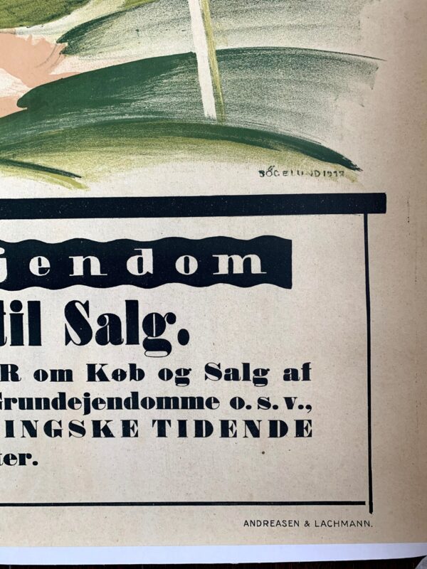 Annoncer Grande Til Salg - Art By Thor Bogelund Jensen (1918) 23.25x34.5 Danish Advertising Poster LB - Image 2