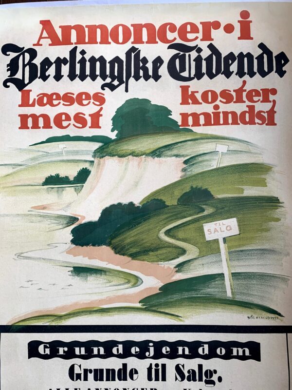 Annoncer Grande Til Salg - Art By Thor Bogelund Jensen (1918) 23.25x34.5 Danish Advertising Poster LB - Image 3