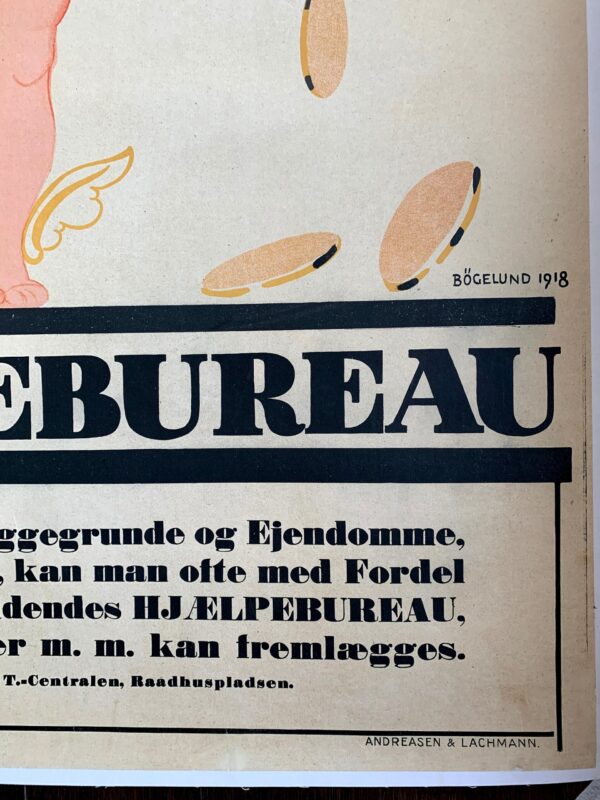 Annoncer - Hjaelpebureau - Art By Thor Bogelund Jensen (1918) 23.25x34.5 Danish Advertising Poster LB - Image 2