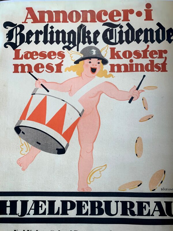 Annoncer - Hjaelpebureau - Art By Thor Bogelund Jensen (1918) 23.25x34.5 Danish Advertising Poster LB - Image 3