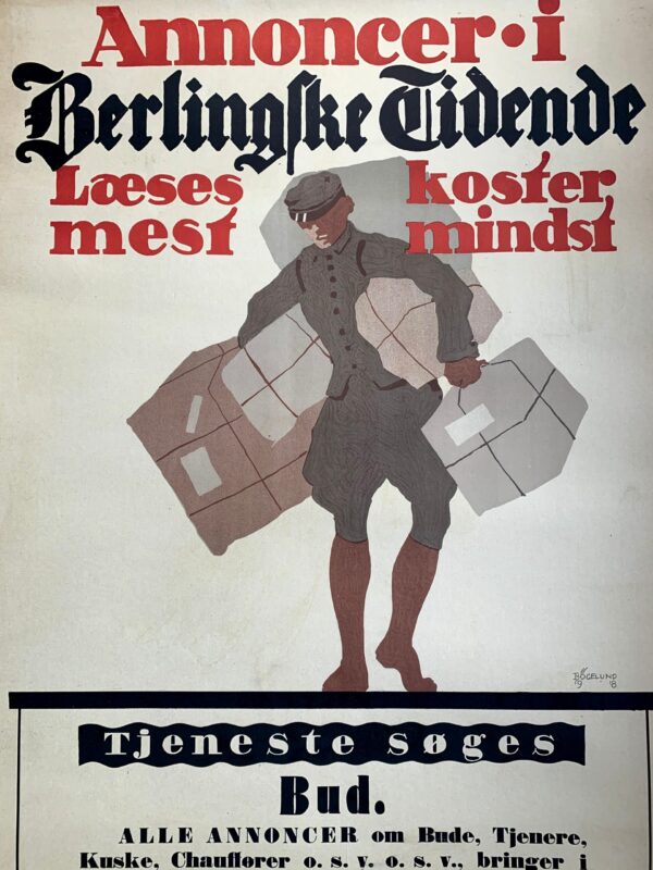 Annoncer Bud - Art By Thor Bogelund Jensen (1918) 23.25x34.5 Danish Advertising Poster LB - Image 3