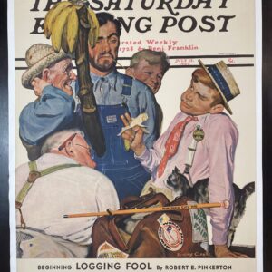21.5x27.5 1939 Newstand Poster Saturday Evening Post - Art By Emery Clarke world’s Fair Traveler LB