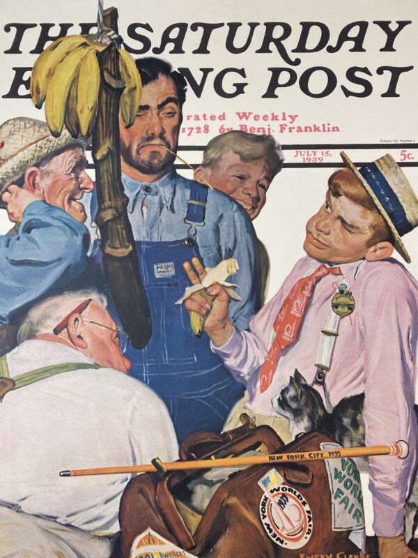 21.5x27.5 1939 Newstand Poster Saturday Evening Post - Art By Emery Clarke world’s Fair Traveler LB - Image 6