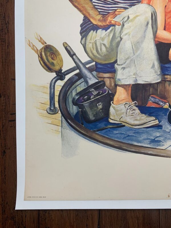 21.125x27.25 1941 Newstand Poster Saturday Evening Post - Art By Charles Dye father Teaching Son To Sail LB - Image 2
