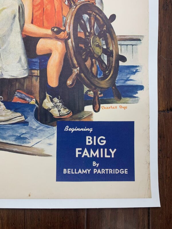 21.125x27.25 1941 Newstand Poster Saturday Evening Post - Art By Charles Dye father Teaching Son To Sail LB - Image 3