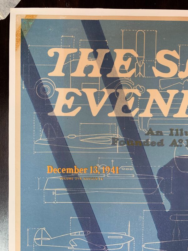 22x27.5 1941 Newstand Poster Saturday Evening Post - Art By Harold Werneke machinery Of War LB - Image 2