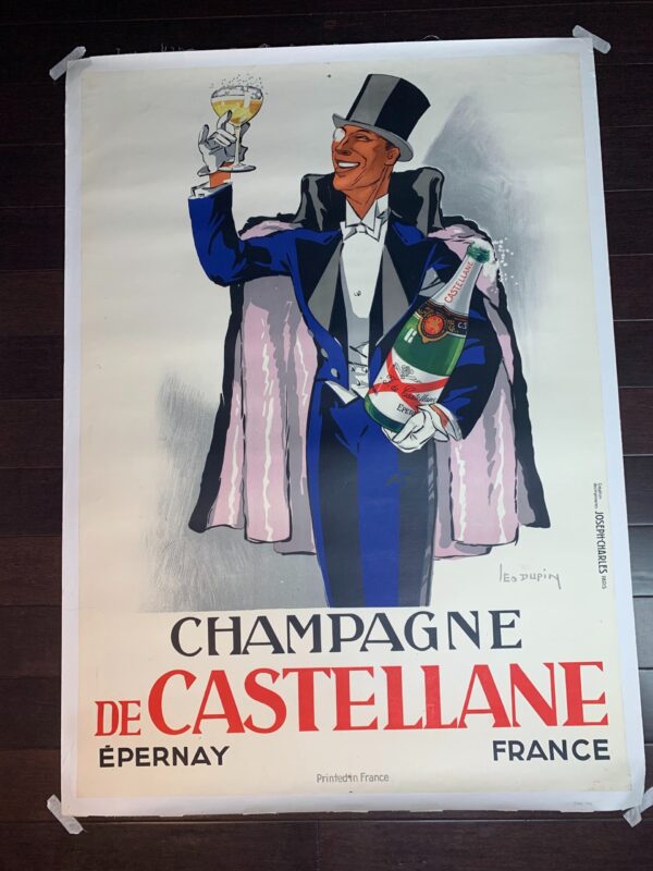 Champagne De Castellene - Art By Leon Dupin (1930) 39.375x55.25 French Poster LB