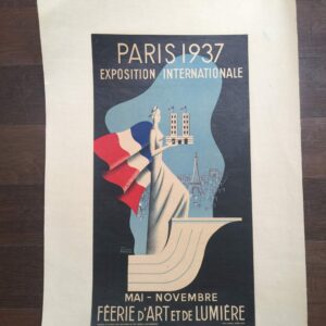 Paris 1937 - Art By Bouissoud (1937) 9.875x18 French Exposition Poster LB