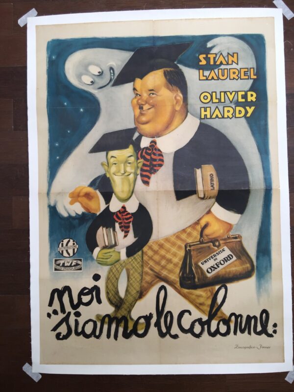 Chump At Oxford - Laurel And Hardy (1950's) 28x39 Italian Movie Poster LB