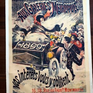 Aux Galeries Metropole -Art Courbet (1889) 38x55 French Christmas Santa Poster LB