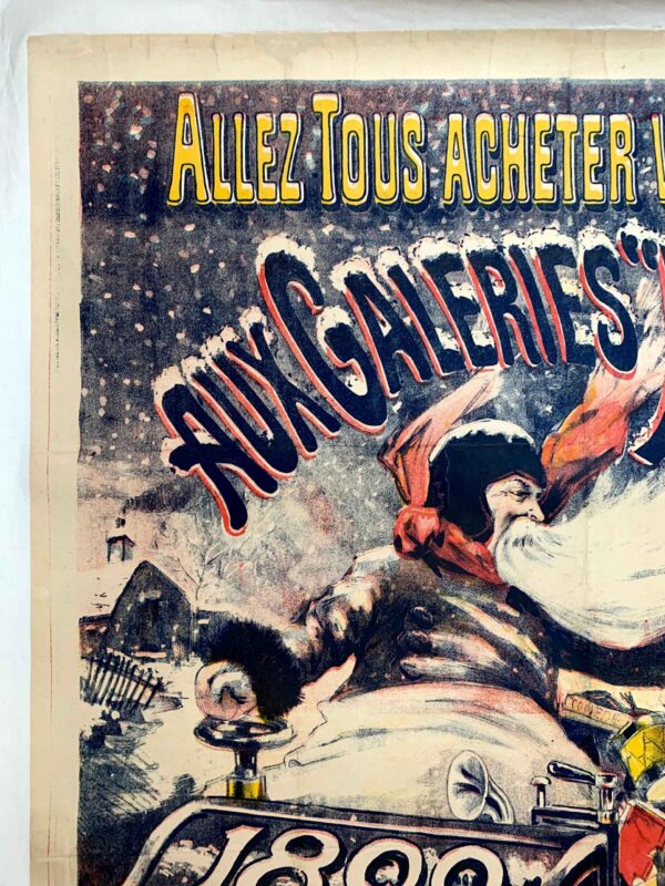 Aux Galeries Metropole -Art Courbet (1889) 38x55 French Christmas Santa Poster LB - Image 3