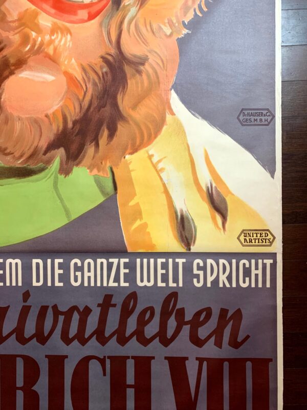 The Private Life Of Henry VIII - Art By Margite Kováts (1933) 49.2x108.2 Austrian Movie Poster LB - Image 8