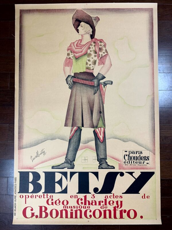 Betsy - Art By Pascal Bastia (1927) 31.25x47.25 French Theater Poster LB