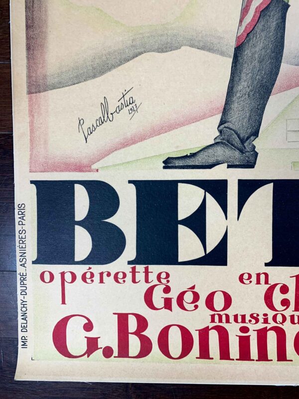 Betsy - Art By Pascal Bastia (1927) 31.25x47.25 French Theater Poster LB - Image 4